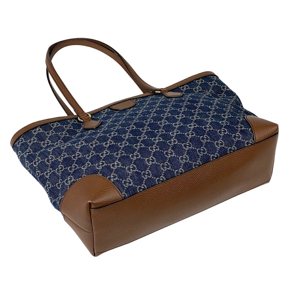Gucci Ophidia Denim Brown Bag GG Blue Tote Shoulder Double GG